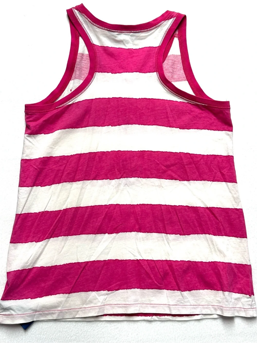 Ralph Lauren Girls 12/14 Pink White Striped Henley Tank Top Pony Logo